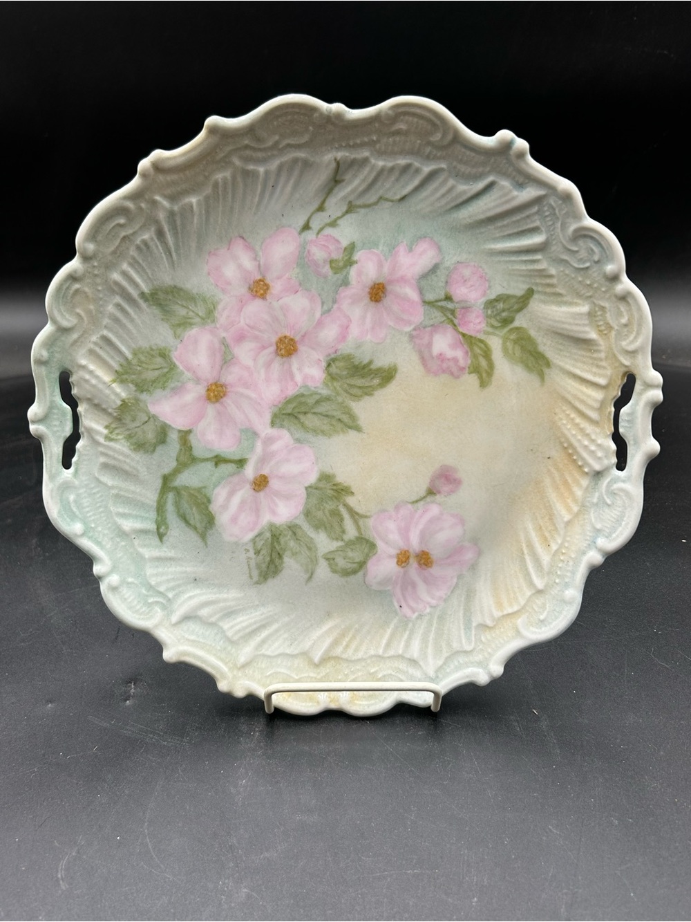 Hand-Painted Floral Porcelain Serving plate - Pink Flowers